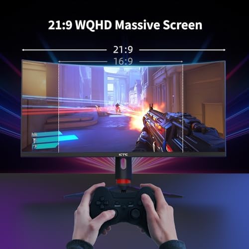 KTC 34 inch Curved Ultrawide Gaming Monitor  180Hz WQHD 3440x1440 PC Monitor  21 9  1ms  1500R  Adaptive Sync  HDMI Display Port  PBP/PIP  Height/Tilt/Swivel/Pivot Adjustment  VESA Mount  H34S18S