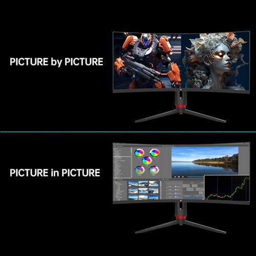 KTC 34 inch Curved Ultrawide Gaming Monitor  180Hz WQHD 3440x1440 PC Monitor  21 9  1ms  1500R  Adaptive Sync  HDMI Display Port  PBP/PIP  Height/Tilt/Swivel/Pivot Adjustment  VESA Mount  H34S18S