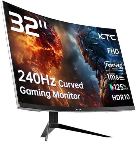 KTC 34 inch Curved Ultrawide Gaming Monitor  180Hz WQHD 3440x1440 PC Monitor  21 9  1ms  1500R  Adaptive Sync  HDMI Display Port  PBP/PIP  Height/Tilt/Swivel/Pivot Adjustment  VESA Mount  H34S18S