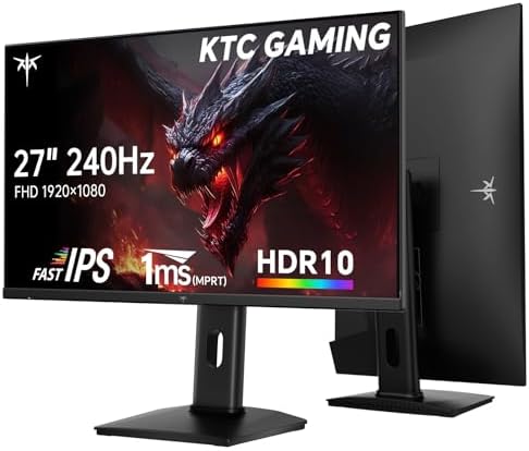 KTC Gaming Monitor 27 Inch   2K 200Hz  OC 210Hz    Built in Speakers   Fast IPS Panel   1ms Response Time  MPRT    450 cd/  Brightness  HDR400   Adaptive Sync   131  sRGB  97  DCI P3   E 2   White