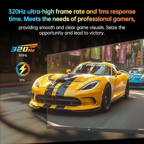 KTC Monitor 27 inch White Gaming Monitor WQHD  2560x1440  Fast IPS  300Hz  Supports 320Hz via Overclocking  1ms 144  sRGB High Brightness 450cd/   Low Blue Light  Flicker Free  2 x HDMI  1 x DP H27E6