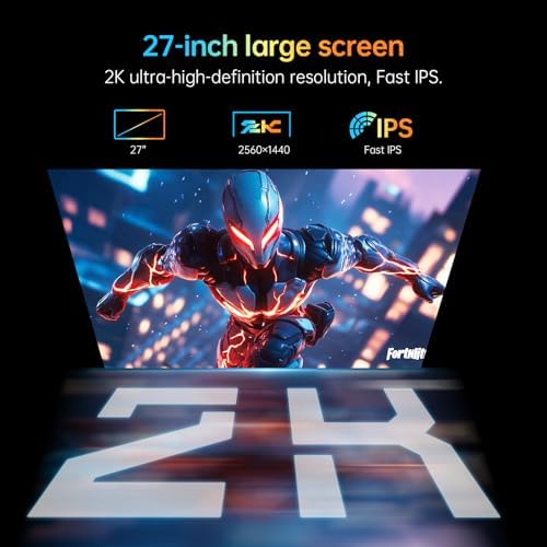 KTC Monitor 27 inch White Gaming Monitor WQHD  2560x1440  Fast IPS  300Hz  Supports 320Hz via Overclocking  1ms 144  sRGB High Brightness 450cd/   Low Blue Light  Flicker Free  2 x HDMI  1 x DP H27E6