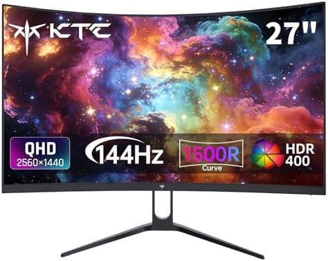 KTC Monitor 27 inch White Gaming Monitor WQHD  2560x1440  Fast IPS  300Hz  Supports 320Hz via Overclocking  1ms 144  sRGB High Brightness 450cd/   Low Blue Light  Flicker Free  2 x HDMI  1 x DP H27E6