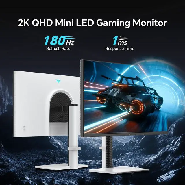 Monitor LED mini QHD KTC de 27 pulgadas, 1440P 180 Hz, HDR 1400, HDMI 2.0, DP 1.4, USB, ajuste de altura, inclinación y giro, soporte de pared VESA, blanco, M27T6