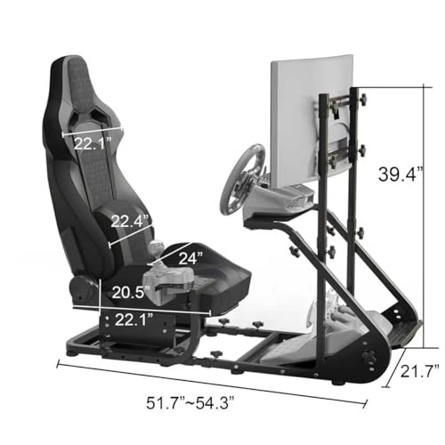 KWOJU Enhanced and stable racing wheel cockpit  compatible with Fanatec  PXN  Thrustmaster  and Logitech adjustable driving simulators  excluding handbrake  pedals  and monitor  Combination 2 Black 
