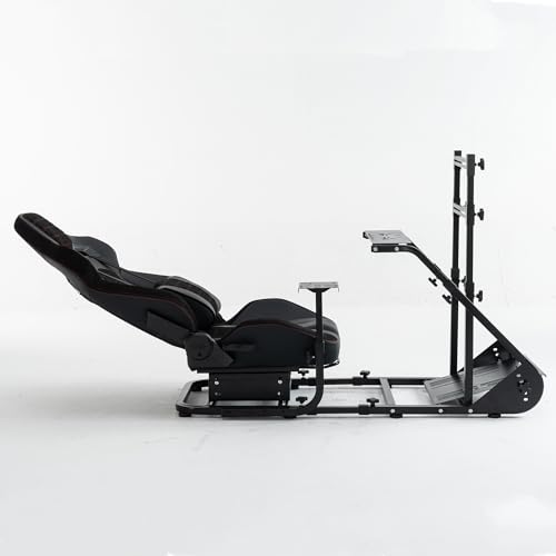 KWOJU Enhanced and stable racing wheel cockpit  compatible with Fanatec  PXN  Thrustmaster  and Logitech adjustable driving simulators  excluding handbrake  pedals  and monitor  Combination 2 Black 