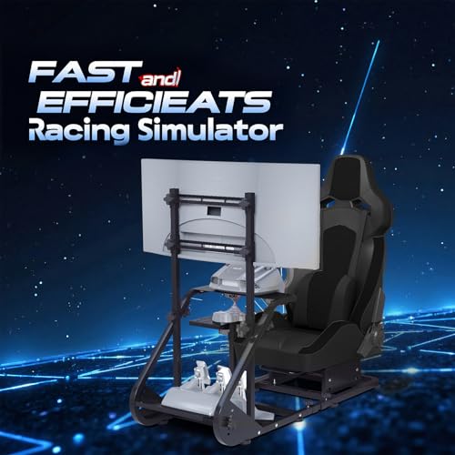 KWOJU Enhanced and stable racing wheel cockpit  compatible with Fanatec  PXN  Thrustmaster  and Logitech adjustable driving simulators  excluding handbrake  pedals  and monitor  Combination 2 Black 