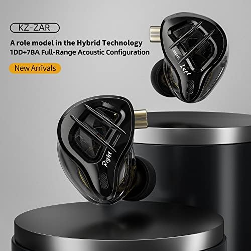 KZ ZAR - Auriculares con monitor intrauditivo con tecnología híbrida 1DD+7BA, auriculares con cable plateado IEMS para cantantes en escenario músico desmontable 2 pines