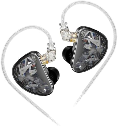 KZ ZAR - Auriculares con monitor intrauditivo con tecnología híbrida 1DD+7BA, auriculares con cable plateado IEMS para cantantes en escenario músico desmontable 2 pines