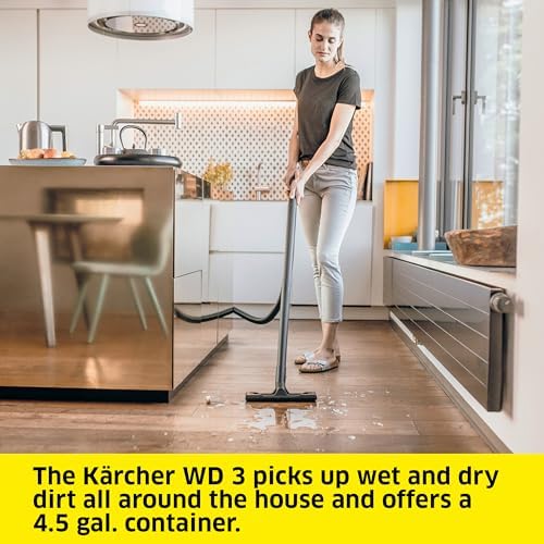 K RCHER Shop Vacuum WD 3  4 5 Gal  2 8 Peak HP  26 ft Reach  Wet Dry Vacuum Cleaner  Blower Function  Crevice Tool  Floor Nozzle  Great for Car Cleaning