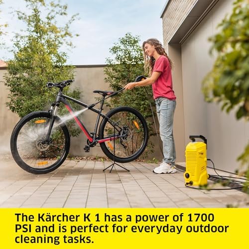 K rcher Pressure Washer K 1  Max 1 45 GPM  1700 PSI  Trigger Spray Gun & Vario Power Spray Wand   for Cars  Bikes  Deck  Driveways  Siding  Patios