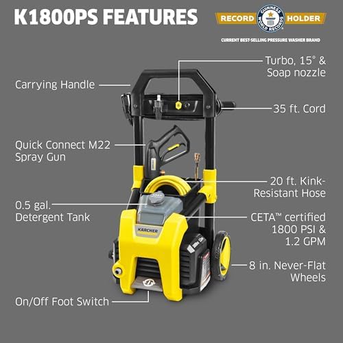 K rcher Pressure Washer K 1  Max 1 45 GPM  1700 PSI  Trigger Spray Gun & Vario Power Spray Wand   for Cars  Bikes  Deck  Driveways  Siding  Patios