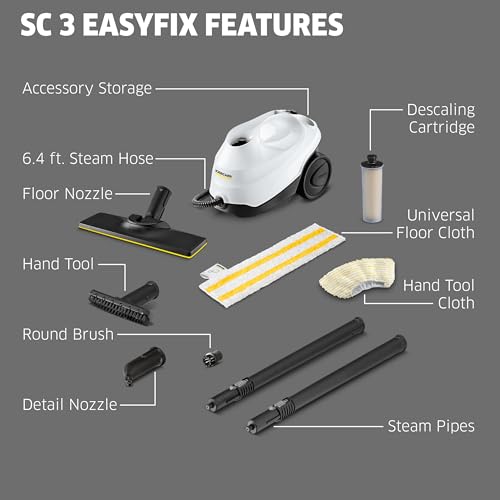 K rcher Steam Cleaner  Multi Purpose  Power Steamer  Chemical Free  40 Sec Heat Up  for Grout  Tile  Hard Floors  Appliances & More   SC 3 Easy Fix