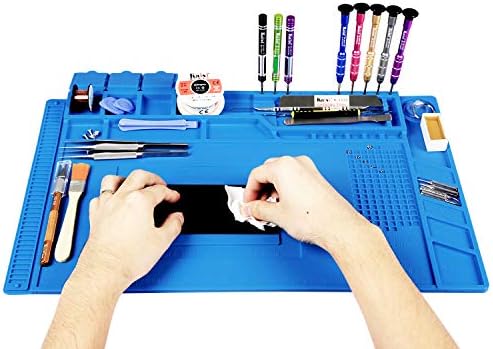Kaisi Heat Insulation Silicone Repair Mat with Scale Ruler and Screw Position for Soldering Iron  Phone and Computer Repair Size 17 7 x 11 8 Inches