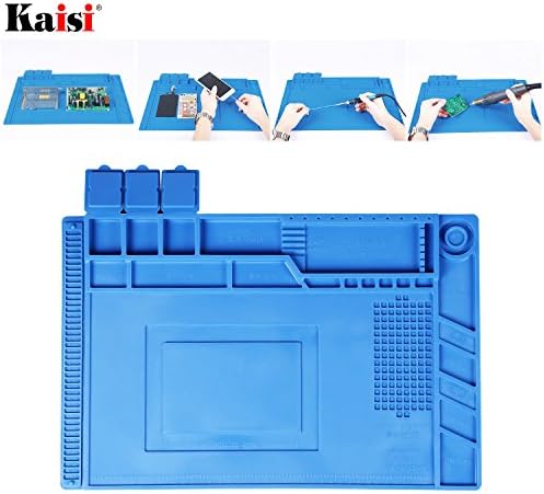 Kaisi Heat Insulation Silicone Repair Mat with Scale Ruler and Screw Position for Soldering Iron  Phone and Computer Repair Size 17 7 x 11 8 Inches