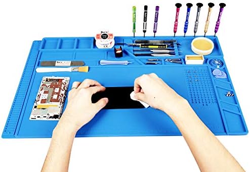 Kaisi Heat Insulation Silicone Repair Mat with Scale Ruler and Screw Position for Soldering Iron  Phone and Computer Repair Size 17 7 x 11 8 Inches