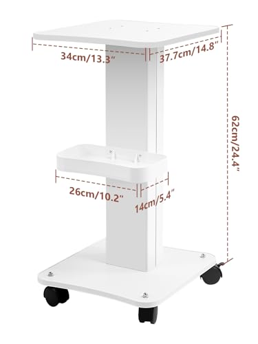 Kalolary Beauty Salon Trolley Cart  Aluminum Alloy Salon Spa Rolling Trolley Stand Mobile Cart with Wheel Beauty Instrument Storage Tray