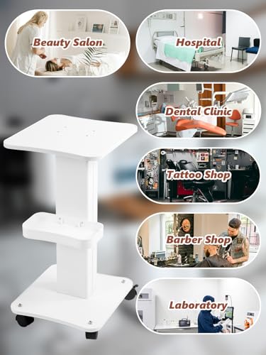 Kalolary Beauty Salon Trolley Cart  Aluminum Alloy Salon Spa Rolling Trolley Stand Mobile Cart with Wheel Beauty Instrument Storage Tray