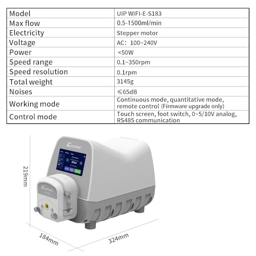 Kamoer UIP WIFI E affordable intelligent high flow peristaltic pump stepper motor 100V 240VAC adjustable dosing pump 0 5 1500ml/min touch screen control