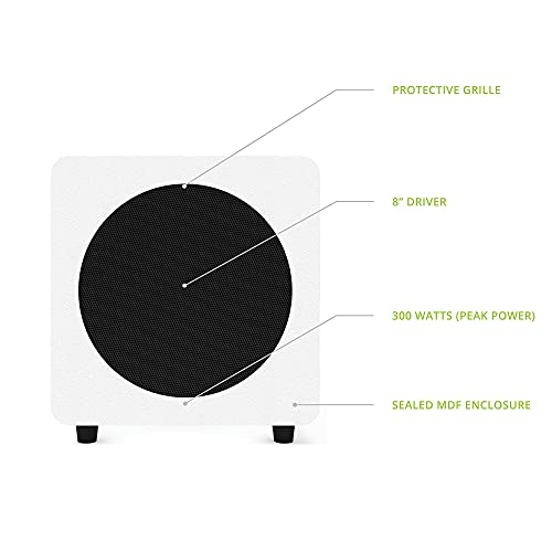 Kanto SUB8VMW Sealed Powered Subwoofer   300W Peak Power   8 Woofer   Matte White