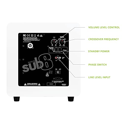 Kanto SUB8VMW Sealed Powered Subwoofer   300W Peak Power   8 Woofer   Matte White