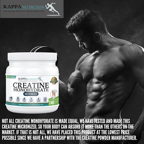 Kappa Nutrition Creatine Monohydrate Powder  Pure Amino Acid Formula  Supports Muscle Strength  Cellular Energy & Mental Focus  Gluten Free  Keto  2 25g per Scoop  240 Servings  Net Wt  1 32 LB  600g 