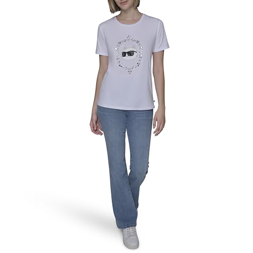 Karl Lagerfeld Womens Short Sleeve Soft Everyday Logo T Shirt