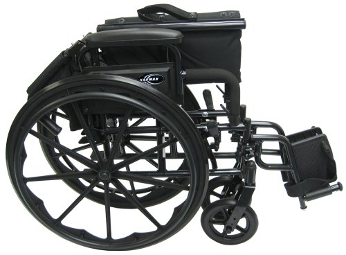 Karman Healthcare 802N DY Aluminum Lightweight Wheelchair with Flip Back Armrests  Swing Away Footrests  Black  16 Seat Width