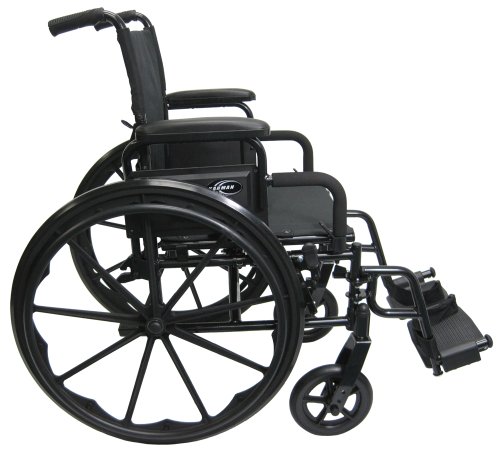 Karman Healthcare 802N DY Aluminum Lightweight Wheelchair with Flip Back Armrests  Swing Away Footrests  Black  16 Seat Width