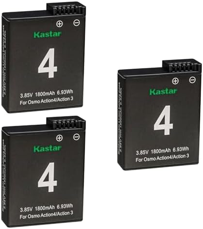 Kastar 2 Pack Battery 3 85V 1800mAh 6 93Wh Replacement for DJI Osmo Action 3/4/5 Pro Battery  DJI Osmo Action 3 Sport Camera  DJI Osmo Action 4 Sport Camera  DJI Osmo Action 5 Pro Sport Camera