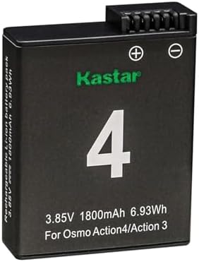 Kastar 2 Pack Battery 3 85V 1800mAh 6 93Wh Replacement for DJI Osmo Action 3/4/5 Pro Battery  DJI Osmo Action 3 Sport Camera  DJI Osmo Action 4 Sport Camera  DJI Osmo Action 5 Pro Sport Camera