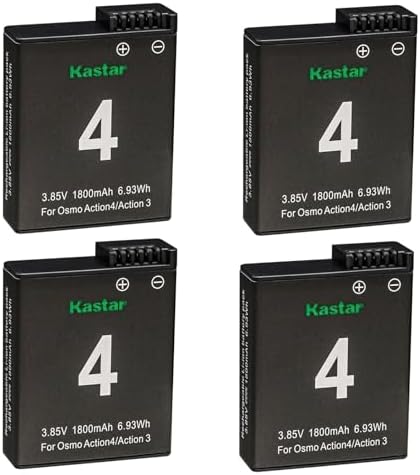 Kastar 2 Pack Battery 3 85V 1800mAh 6 93Wh Replacement for DJI Osmo Action 3/4/5 Pro Battery  DJI Osmo Action 3 Sport Camera  DJI Osmo Action 4 Sport Camera  DJI Osmo Action 5 Pro Sport Camera