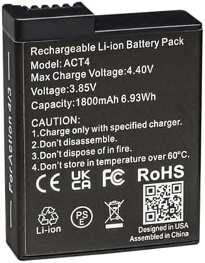 Kastar 2 Pack Battery 3 85V 1800mAh 6 93Wh Replacement for DJI Osmo Action 3/4/5 Pro Battery  DJI Osmo Action 3 Sport Camera  DJI Osmo Action 4 Sport Camera  DJI Osmo Action 5 Pro Sport Camera