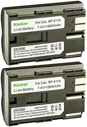 Kastar 3 Pack BP 511 Battery Replacement for Canon BP 508 BP 511 BP 511A BP 512 BP 512A BP 514 BP 522 BP 535 Battery  Canon CB 5L CG 580 Charger  Canon Battery Grip BG E2N