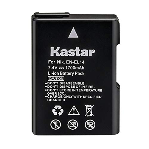 Kastar Battery Replacement for Nikon EN EL14 EN EL14a MH 24 MH 24a and Nikon D3100 D3200 D3300 D3400 D3500 D5100 D5200 D5300 D5500 D5600 DF Coolpix P7000 P7100 P7700 P7800 DSLR Camera