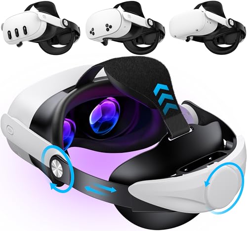 Kawaye for Meta Quest 3S/Quest 2/Quest 3 Head Strap with 7500mAh Hot-Swap Battery, Double Knobs Adjustable VR Headset Strap Enhanced Support&Comfort&Reduce Pressure
