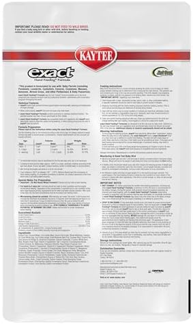 Kaytee Exact Hand Feeding Pet Bird Baby Food For Parrots  Parakeets  Lovebirds  Cockatiels  Conures  Cockatoos  and Macaws  5 Pound