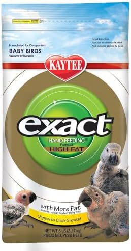 Kaytee Exact Hand Feeding High Fat Formula Pet Bird Baby Food For Parrots  Parakeets  Lovebirds  Cockatiels  Conures  Cockatoos  and Macaws  5 Pound