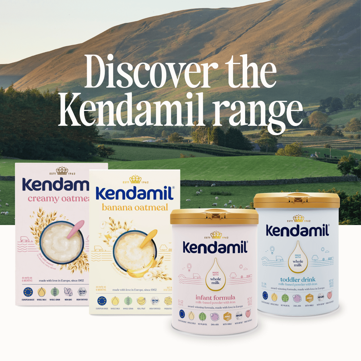 Kendamil Fórmula Infantil Clásica en Polvo de Leche Entera Europea con HMO, Prebióticos y DHA, 28.2 oz