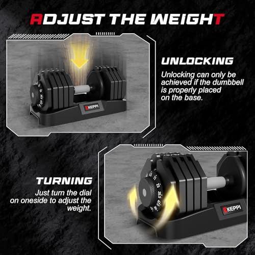 Keppi Adjustable Dumbbells Set 25lb/40lb/55lb/60lb  Anti Slip Metal Fast Adjust Weight Handle  Exercise & Fitness for Full Body Workout   Adjustable Dumbbell Series