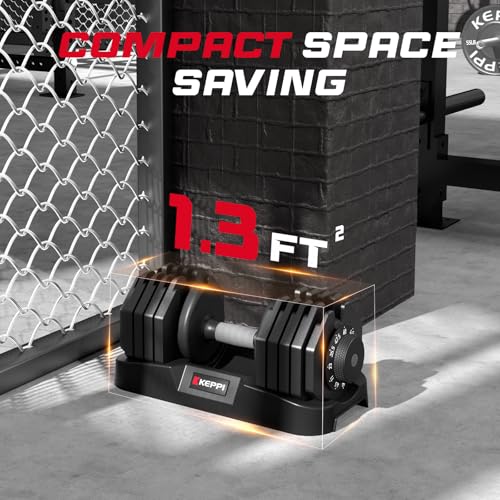 Keppi Adjustable Dumbbells Set 25lb/40lb/55lb/60lb  Anti Slip Metal Fast Adjust Weight Handle  Exercise & Fitness for Full Body Workout   Adjustable Dumbbell Series