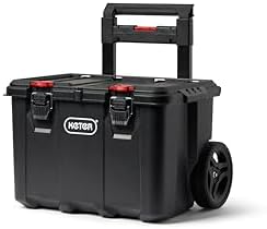 Keter Stack N  Roll 3 Piece Rolling Tool Box System   Stackable Modular Tool Organizer with Wheels  Clear Lid Small Parts Storage & Locking Latches for Garage  Workshop & DIY