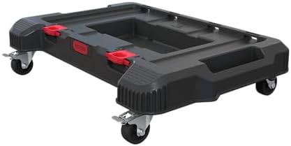 Keter Stack N  Roll 3 Piece Rolling Tool Box System   Stackable Modular Tool Organizer with Wheels  Clear Lid Small Parts Storage & Locking Latches for Garage  Workshop & DIY