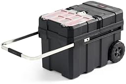 Keter Stack N  Roll 3 Piece Rolling Tool Box System   Stackable Modular Tool Organizer with Wheels  Clear Lid Small Parts Storage & Locking Latches for Garage  Workshop & DIY