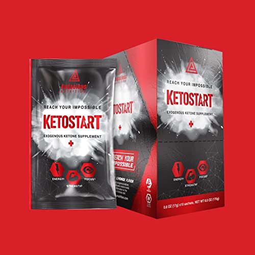 KetoStart    Exogenous Ketones Powder with Electrolytes for Energy  Strength & Focus   with Caffeine   Raspberry Lemonade Flavor Electrolyte Powder  10x Ketones Drink Mix Packets 