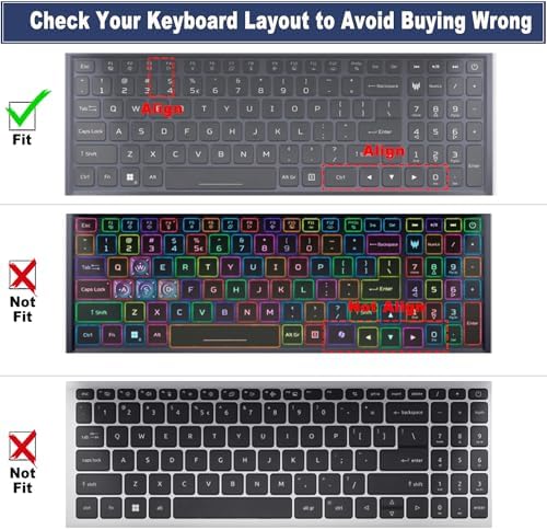 Keyboard Cover for Acer Nitro 5  Nitro 16  Nitro 17  Predator Helios 300 PH315 55/54/53/52 PH317 53/54  Nitro 5 AN515 58/57/56/54/55/45/43/44 AN517 54/53/51/52 Not Fit Nitro V15 V16  PH16 72 PH18 72 