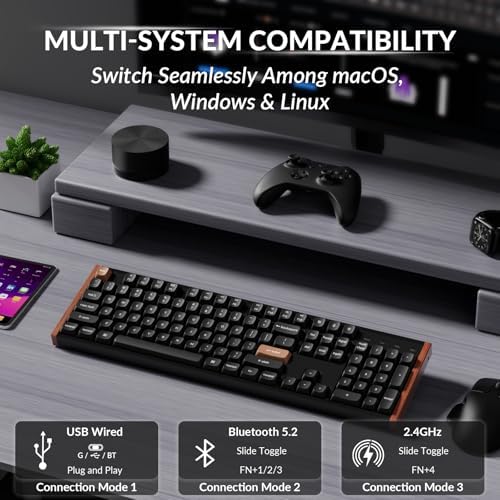 Keychron K10 HE Hall Effect Keyboard Wireless  Magnetic Switch Hot Swappable  Adjustable Actuation Rapid Trigger Mode with Aluminum   Wood Frame  Full Size Custom RGB for Mac Windows Linux   Black