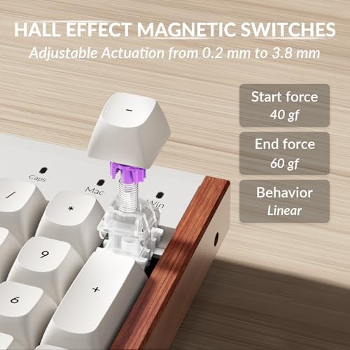 Keychron K10 HE Hall Effect Keyboard Wireless  Magnetic Switch Hot Swappable  Adjustable Actuation Rapid Trigger Mode with Aluminum   Wood Frame  Full Size Custom RGB for Mac Windows Linux   Black
