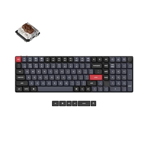 Keychron K17 Pro Wireless/Wired Custom Mechanical Keyboard Ultra Slim 96  Layout QMK/VIA Programmable Knob RGB Backlight with Hot Swappable Low Profile Gateron Brown Switch for Mac Windows Linux