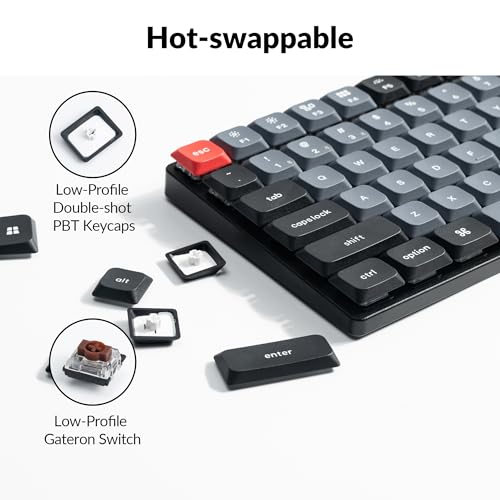 Keychron K17 Pro Wireless/Wired Custom Mechanical Keyboard Ultra Slim 96  Layout QMK/VIA Programmable Knob RGB Backlight with Hot Swappable Low Profile Gateron Brown Switch for Mac Windows Linux